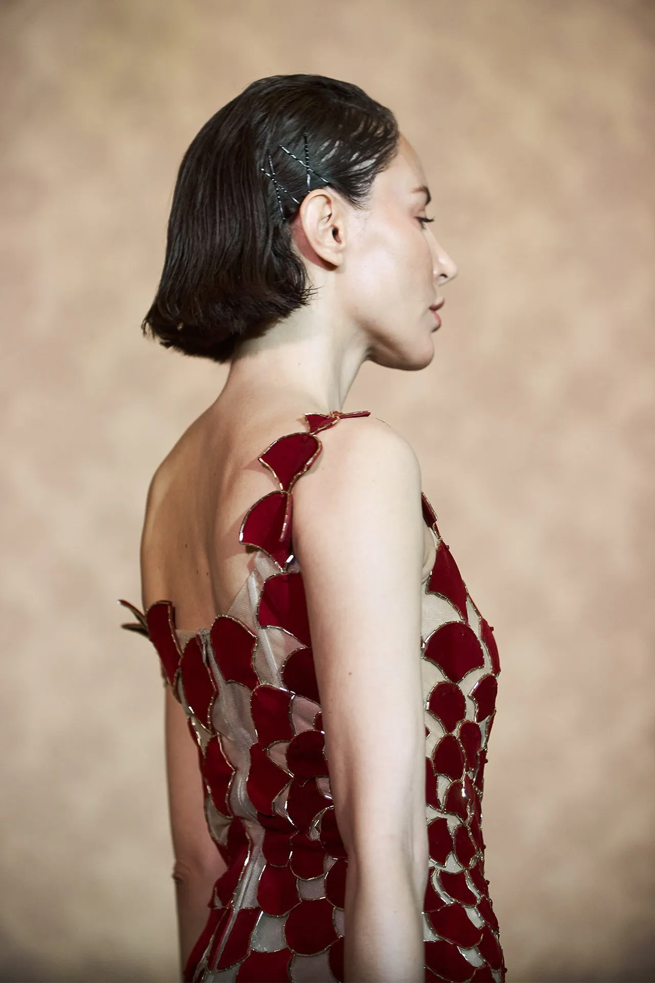 A-Line Midi Dress with Structured Back