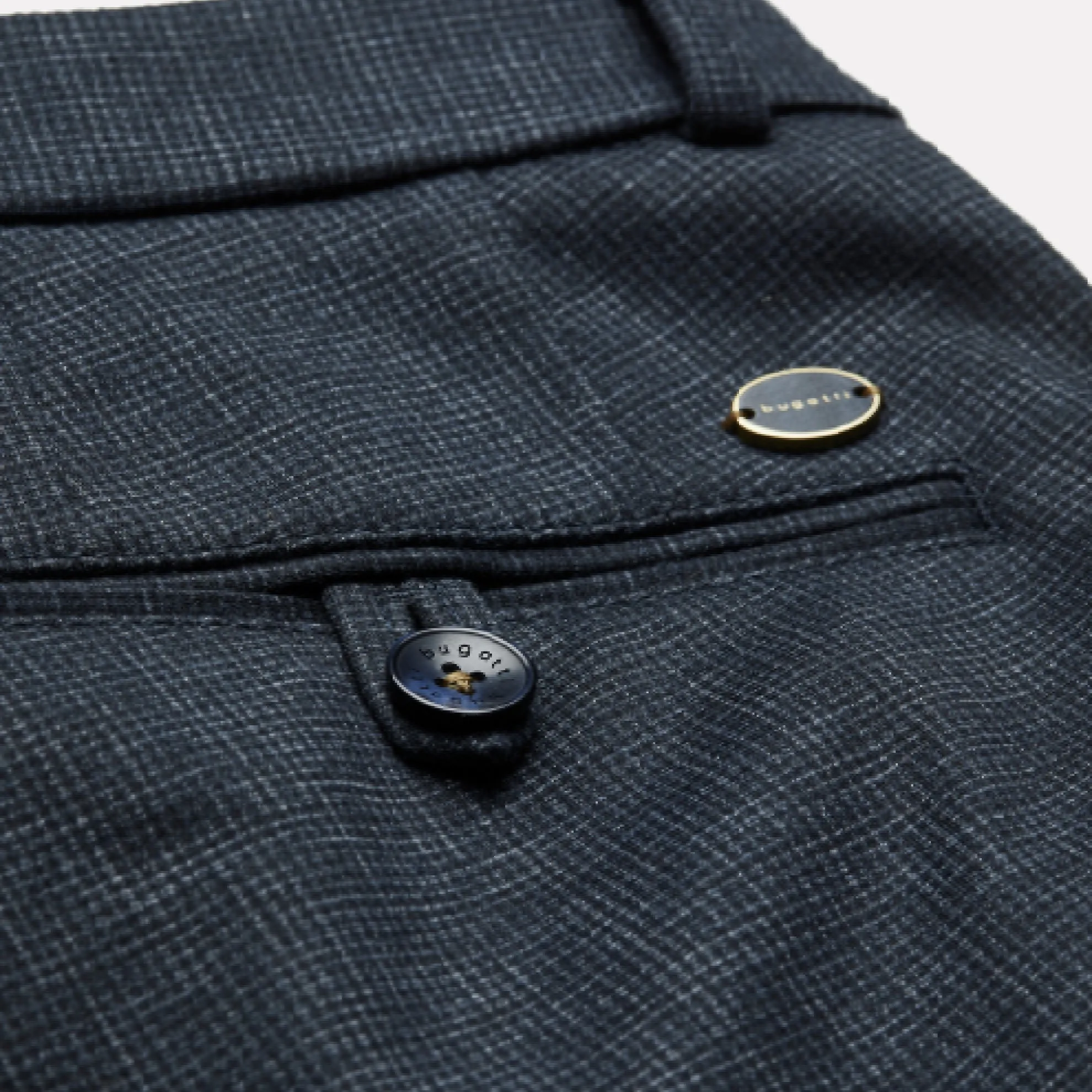Bugatti "Flex City" Flat Front Stretch Casual Pant / Navy Mini-Houndstooth