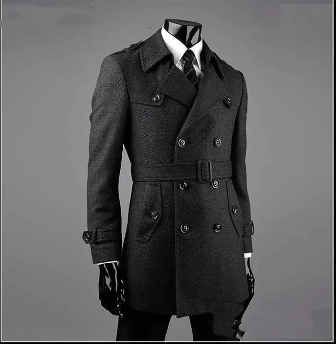 Casual Tweed Trench Coat Loose