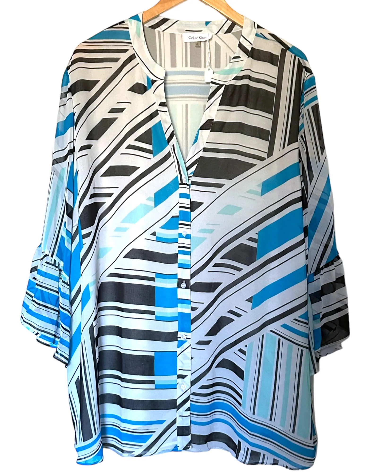 Cool Winter Geometric Print Blouse