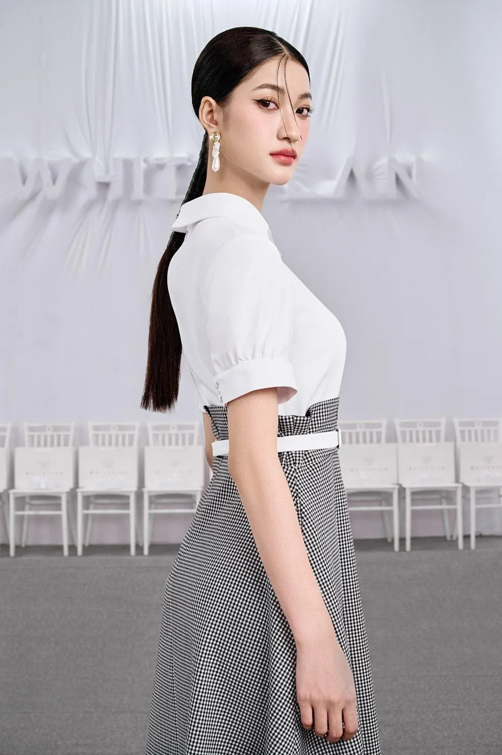 Cup Cake A-line Short Sleeved Cotton Midi Dress
