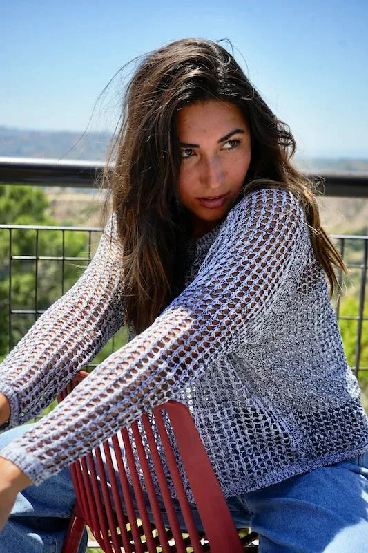 Daily Mesh Sweater- Black/White