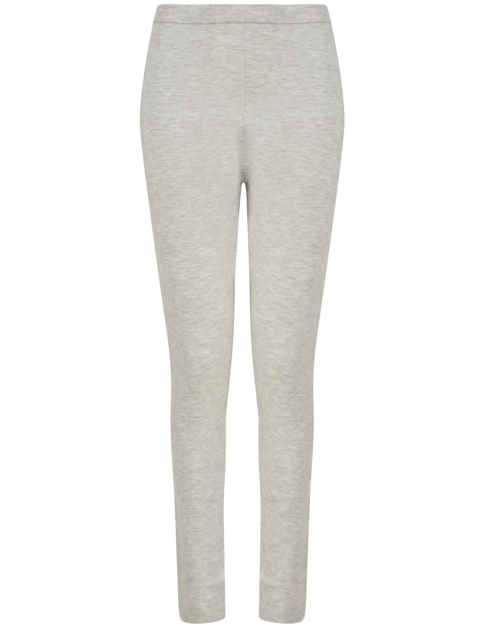 Darcey Love Heart Motif 2 Pc Jersey Knit Top / Pants Lounge Set in Light Silver Marl - Amara Reya