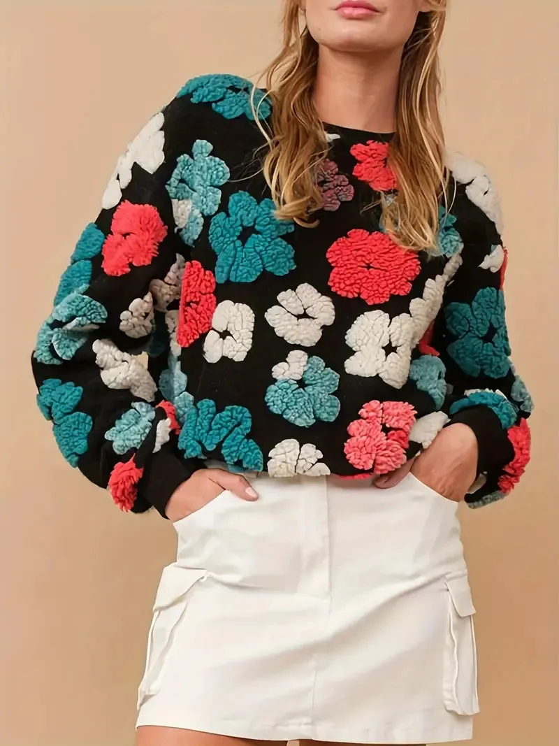 Flora - Stylish floral print sweater for women in vibrant colors