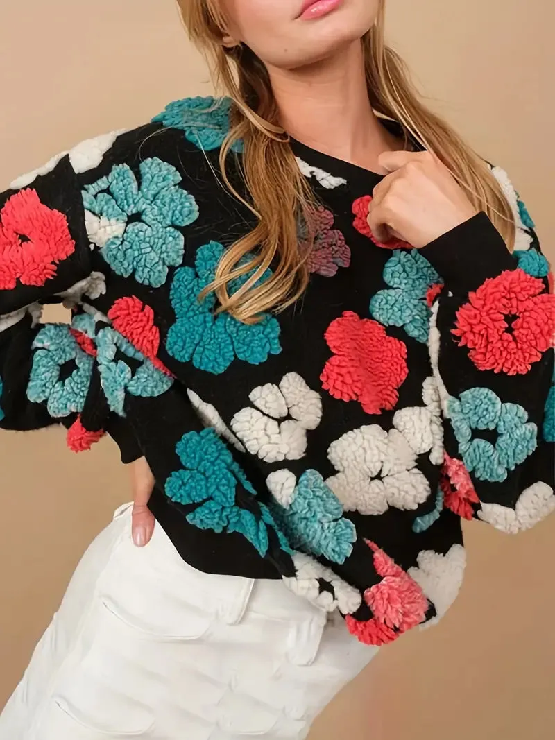 Flora - Stylish floral print sweater for women in vibrant colors