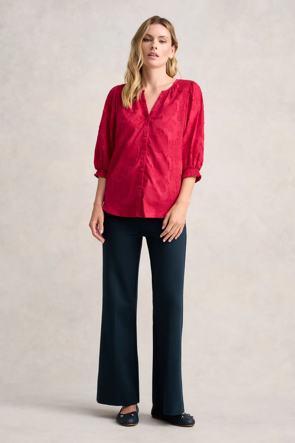 Jacquard Smocked Blouse