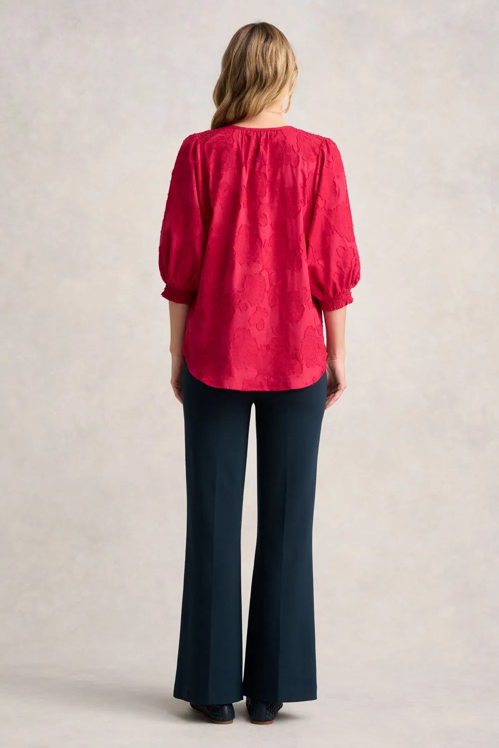 Jacquard Smocked Blouse