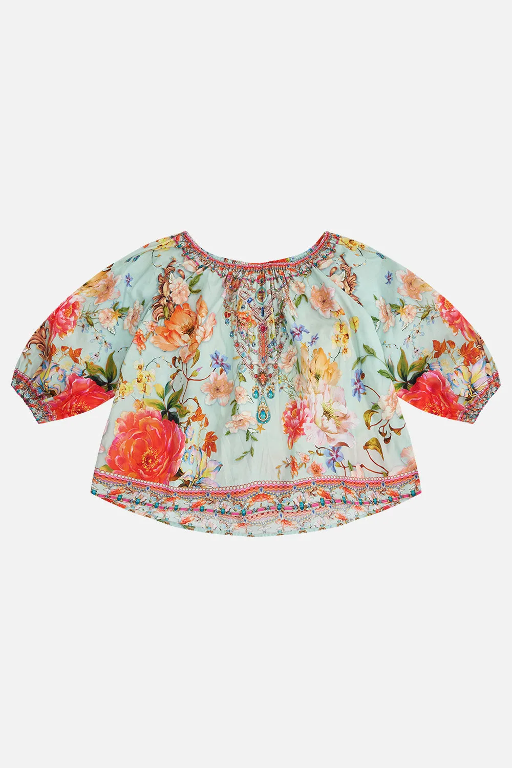 KIDS ELASTICATED NECK BLOUSE  12-14 TALK THE WALK