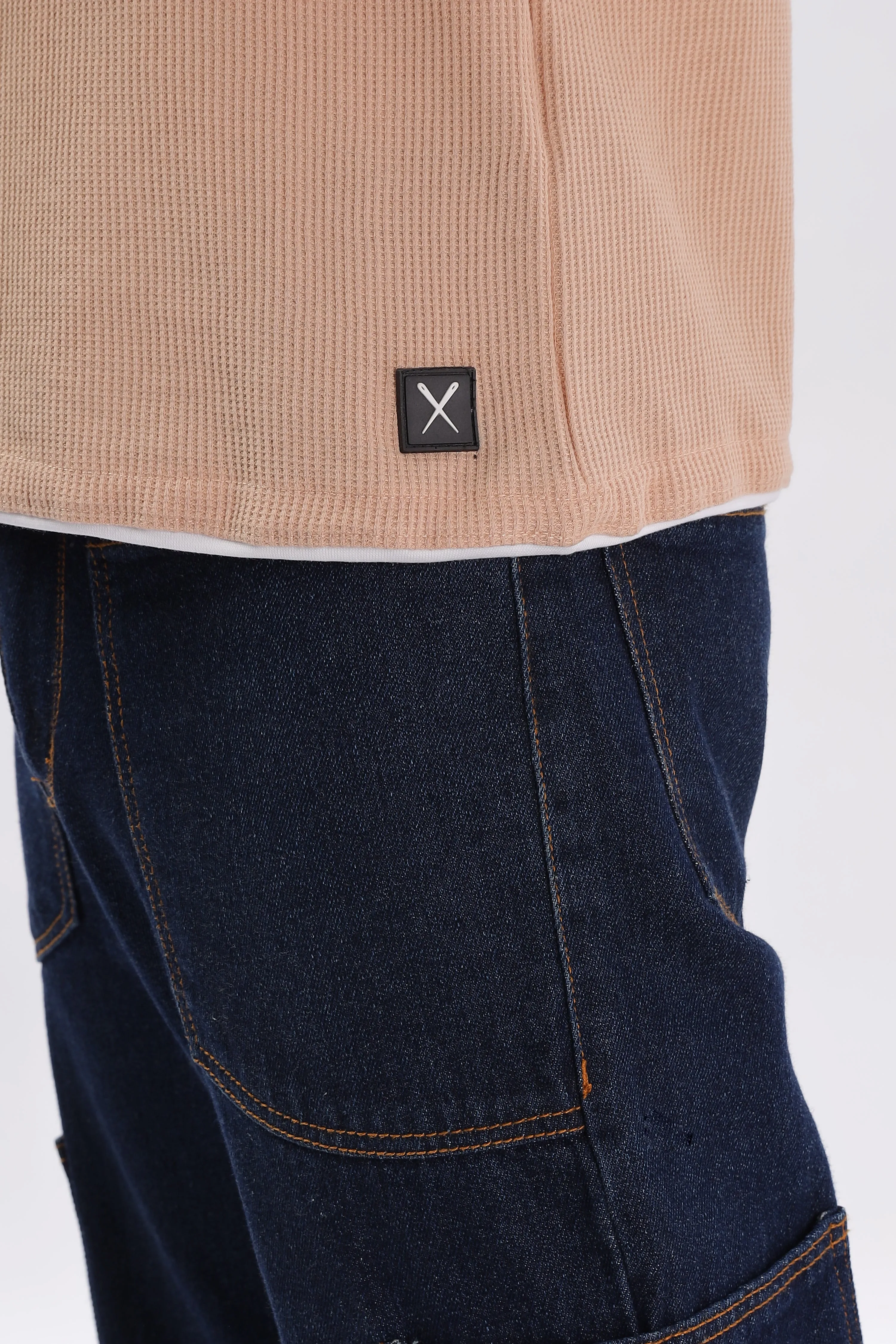 Knitted Full Sleeve T-Shirt: Peach
