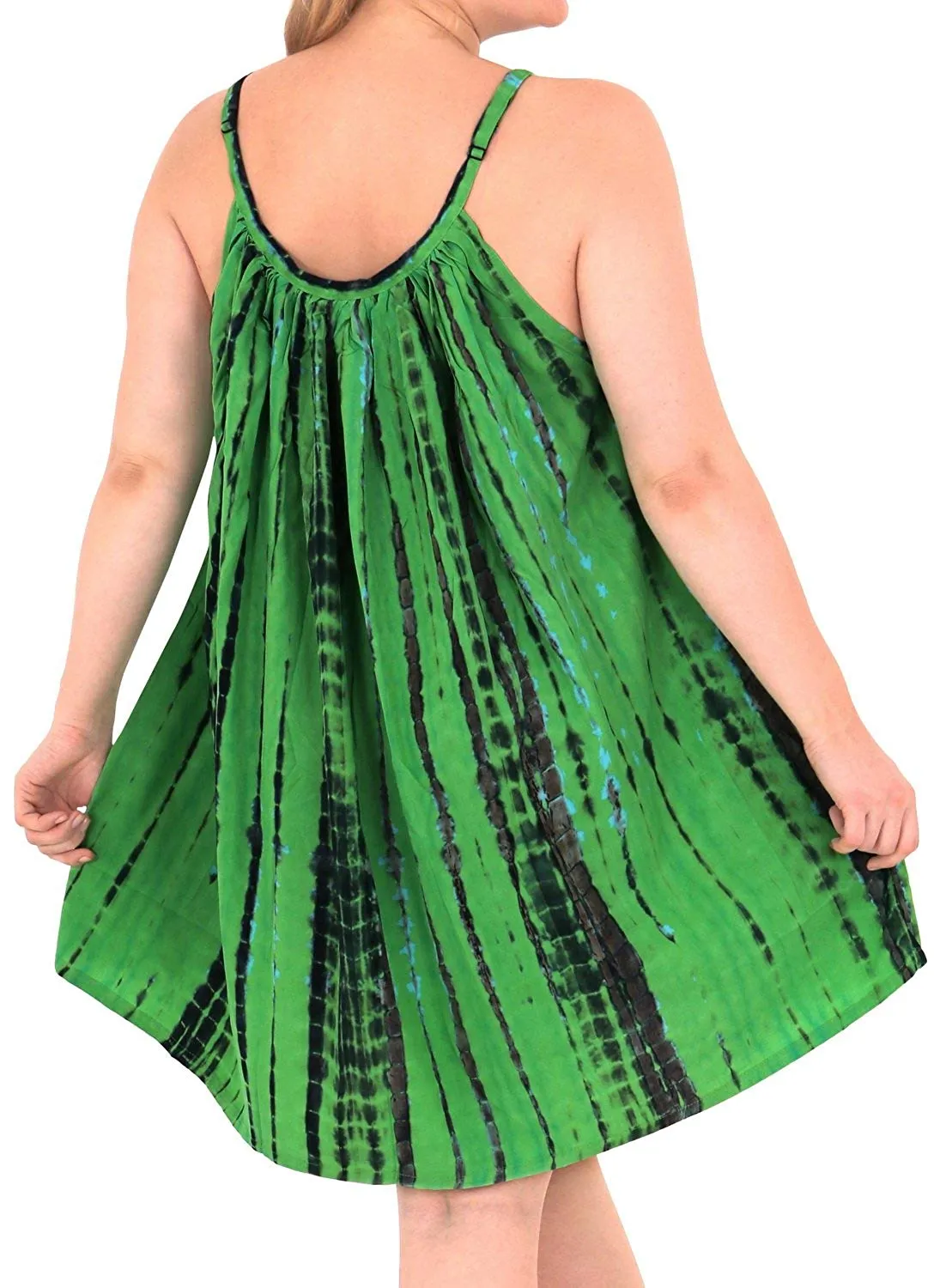 La Leela Beachwear Evening Plus Light Blouse tunic Tops Casual Cover ups Green