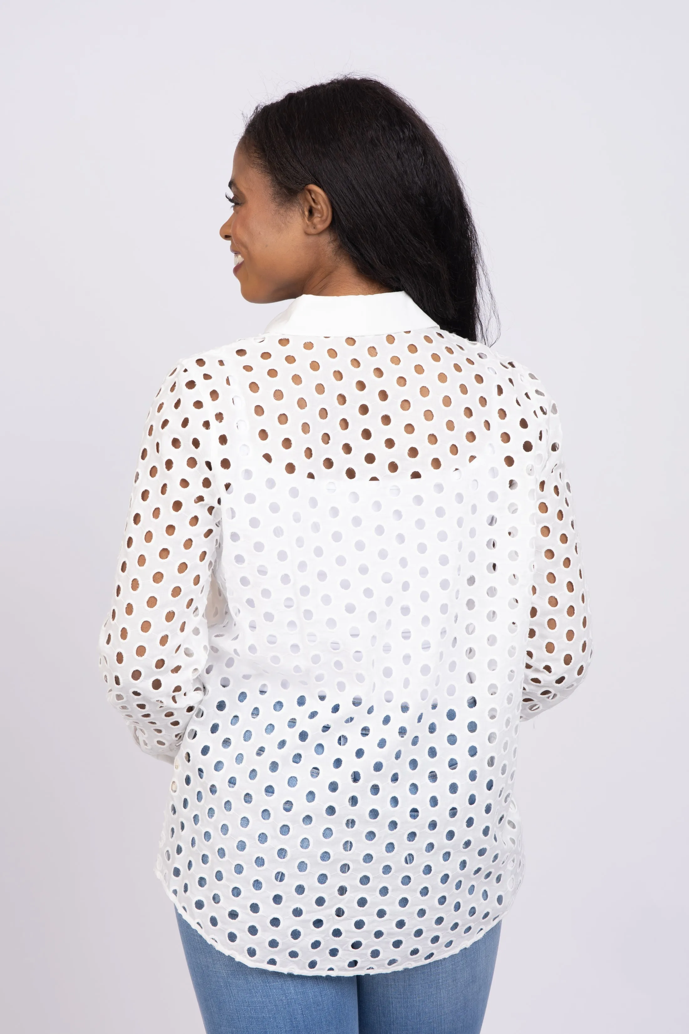L'agence Lindy Eyelet Blouse in White