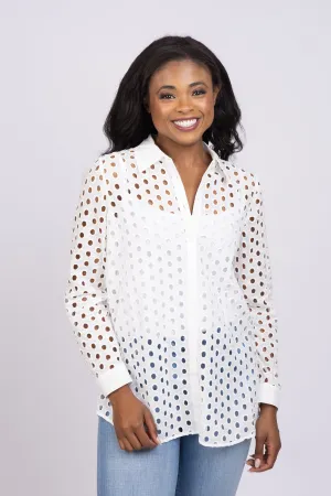 L'agence Lindy Eyelet Blouse in White