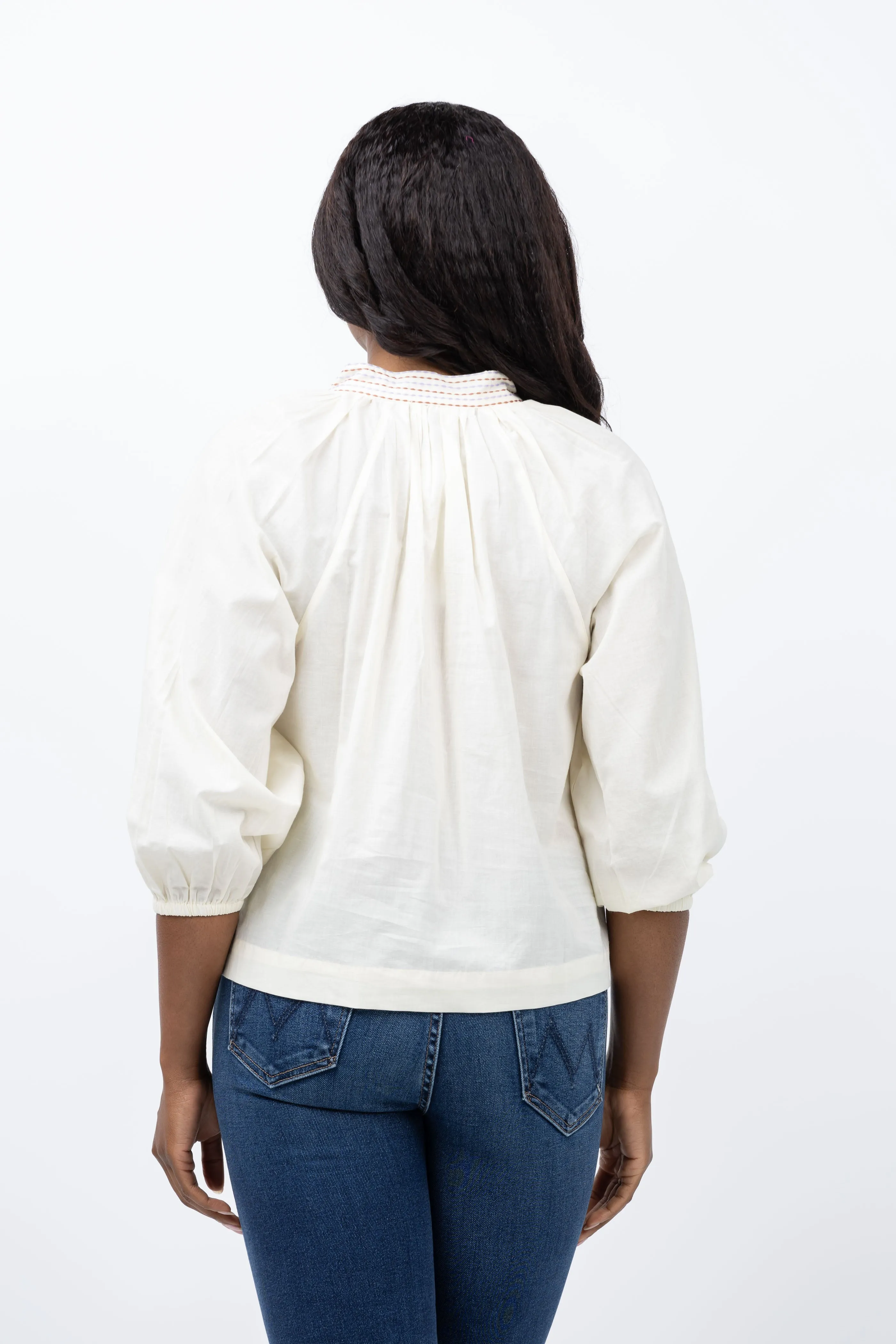 Lilla P Easy Button Raglan Top in Ecru