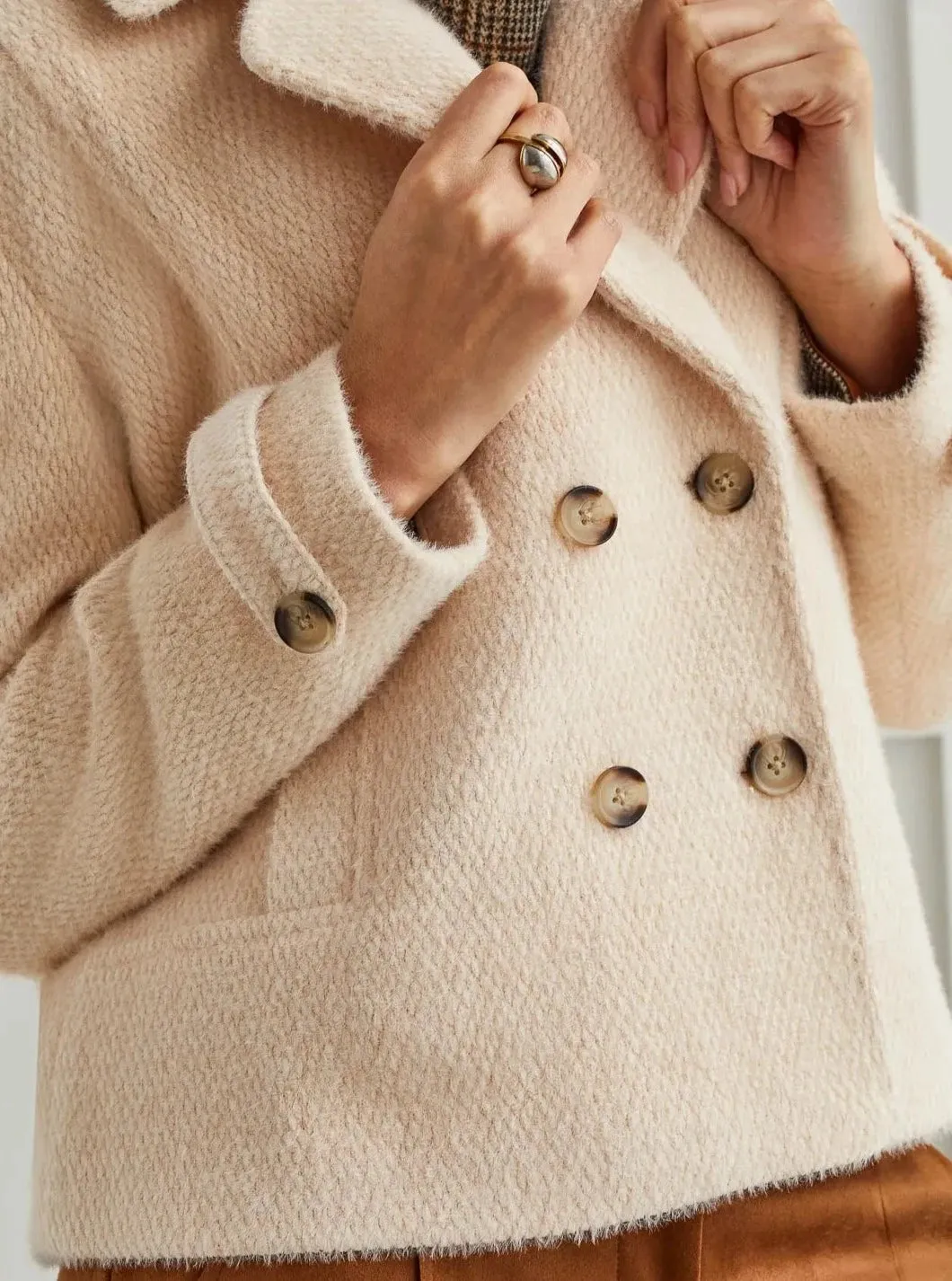 Lined Double Breast Jacket [Oyster-1595O]
