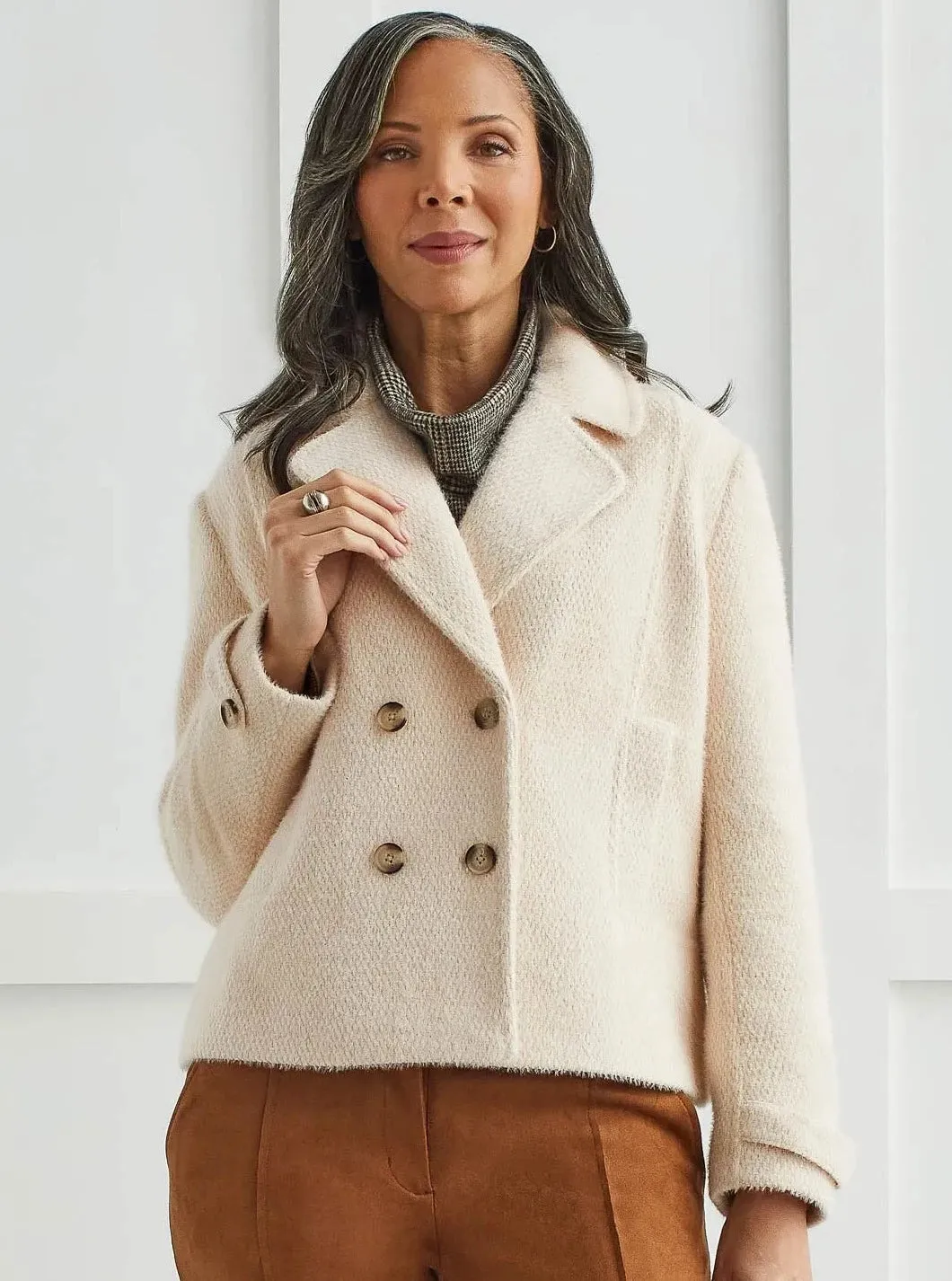 Lined Double Breast Jacket [Oyster-1595O]