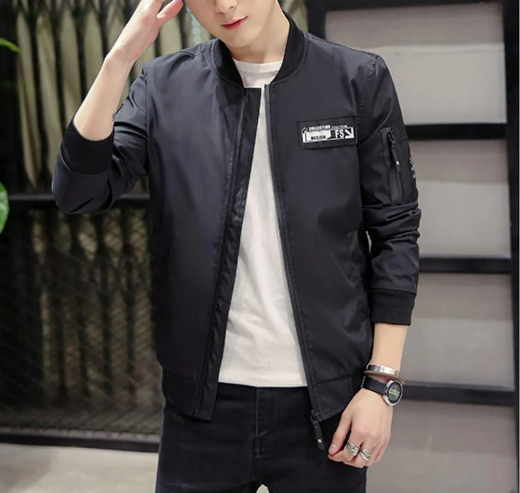 Mens Casual Zipped Up Bomber Jacket