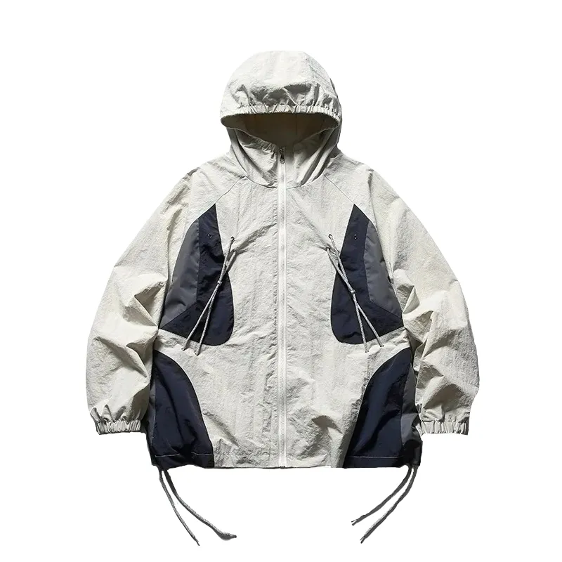 Outdoor oversized windbreaker with color block panels
