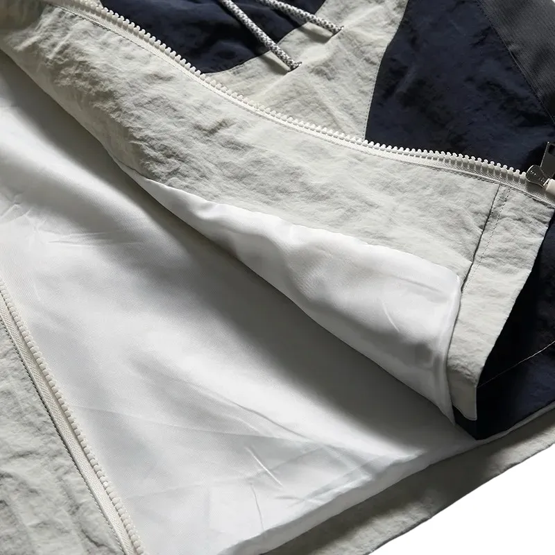 Outdoor oversized windbreaker with color block panels