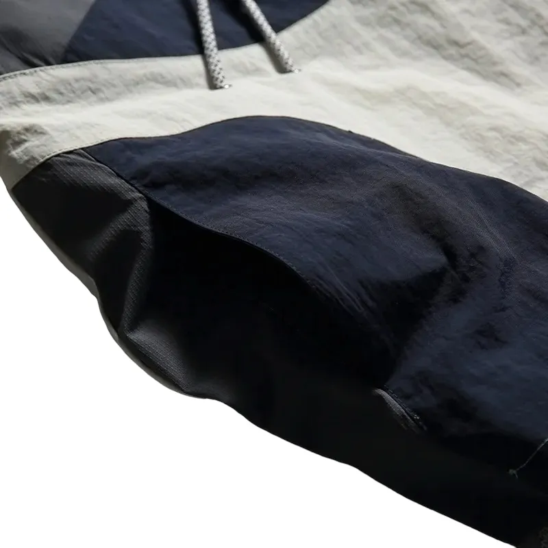 Outdoor oversized windbreaker with color block panels