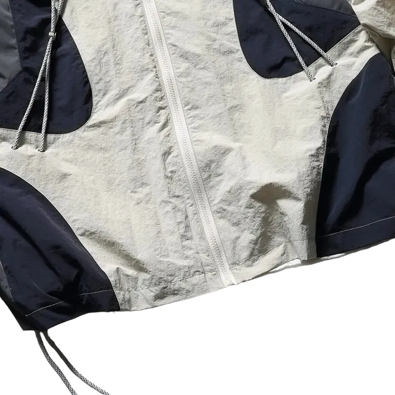 Outdoor oversized windbreaker with color block panels