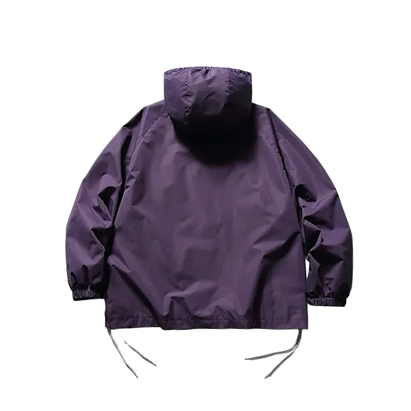 Outdoor oversized windbreaker with color block panels