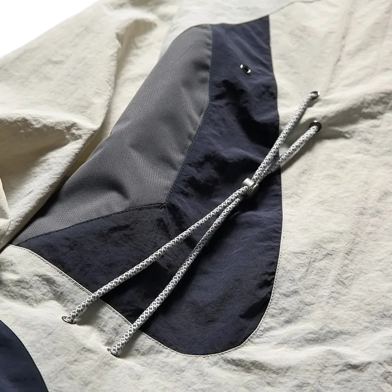 Outdoor oversized windbreaker with color block panels
