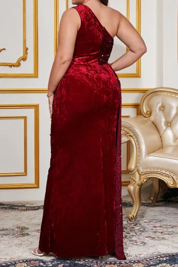 Plus Size Elegant Velvet Sequins Maxi Dress