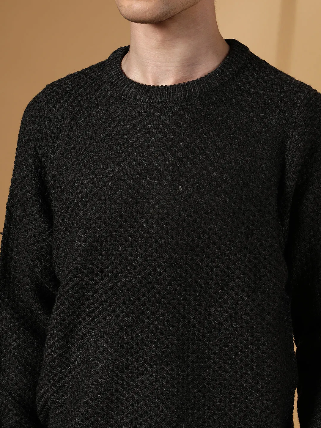 Solid Knitted Pullover Sweater