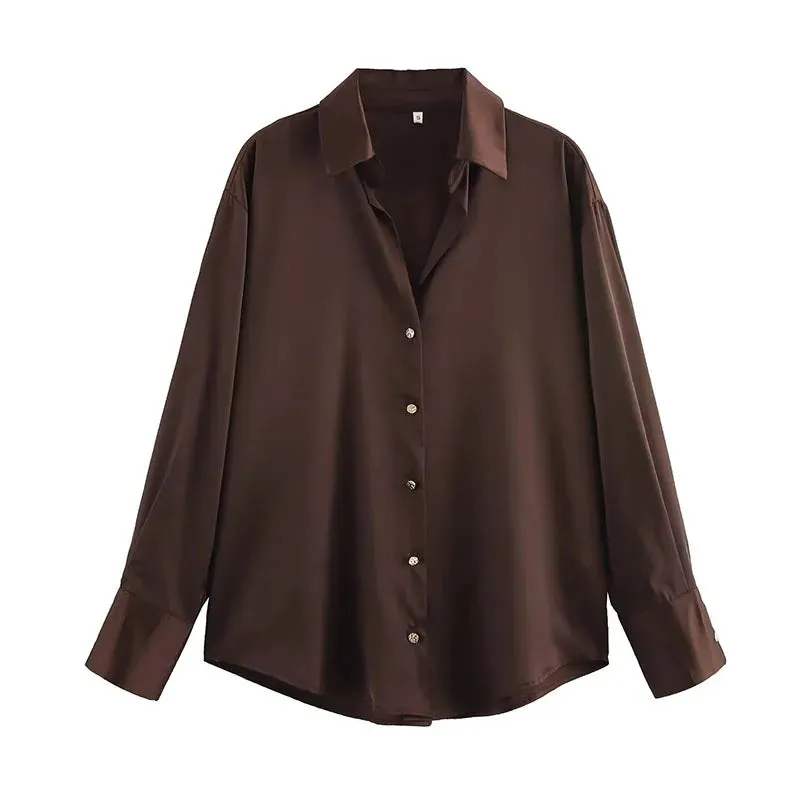 Sorrel Satin Button-Up Shirt  Effortless Work to Evening Elegance