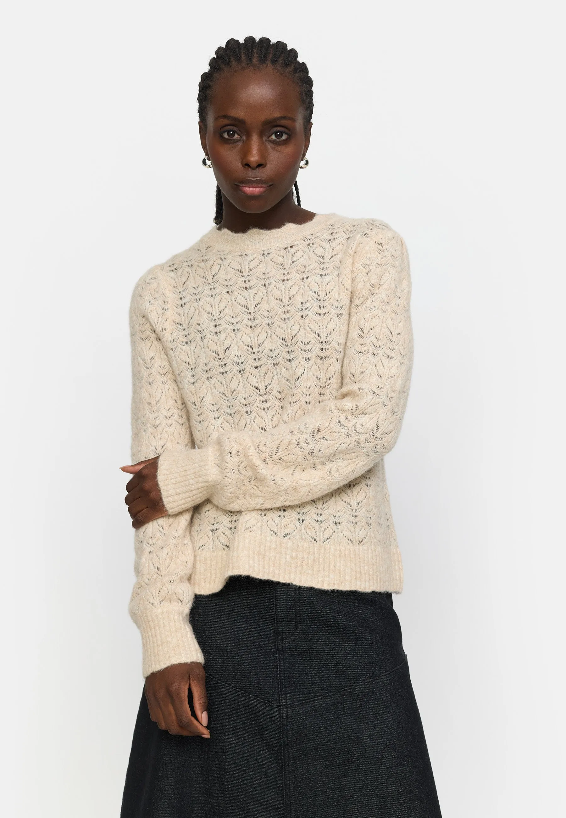 SRJayden Highneck Knit - Whitecap Gray Melange