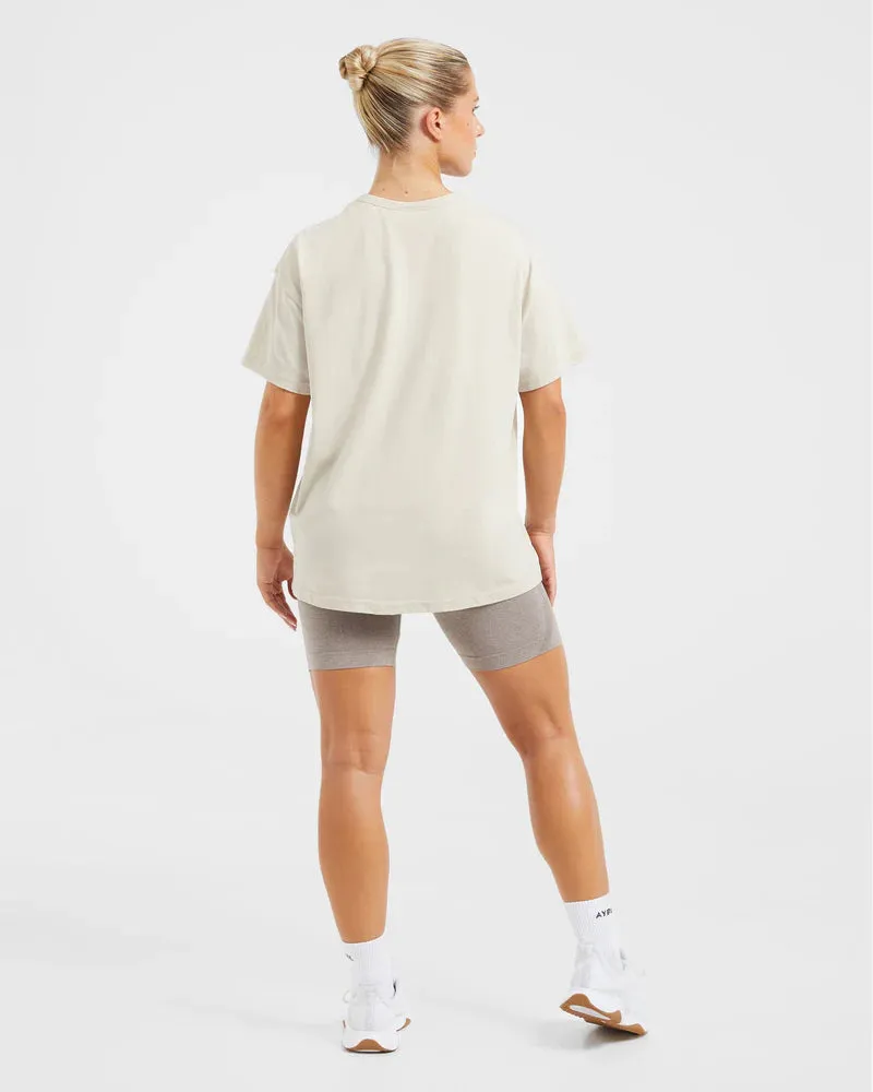 Varsity Oversized T Shirt - Beige