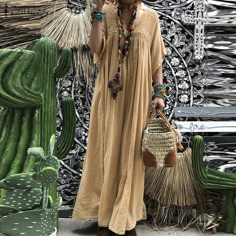 Vintage Boho Flare Sleeve Maxi Sundress